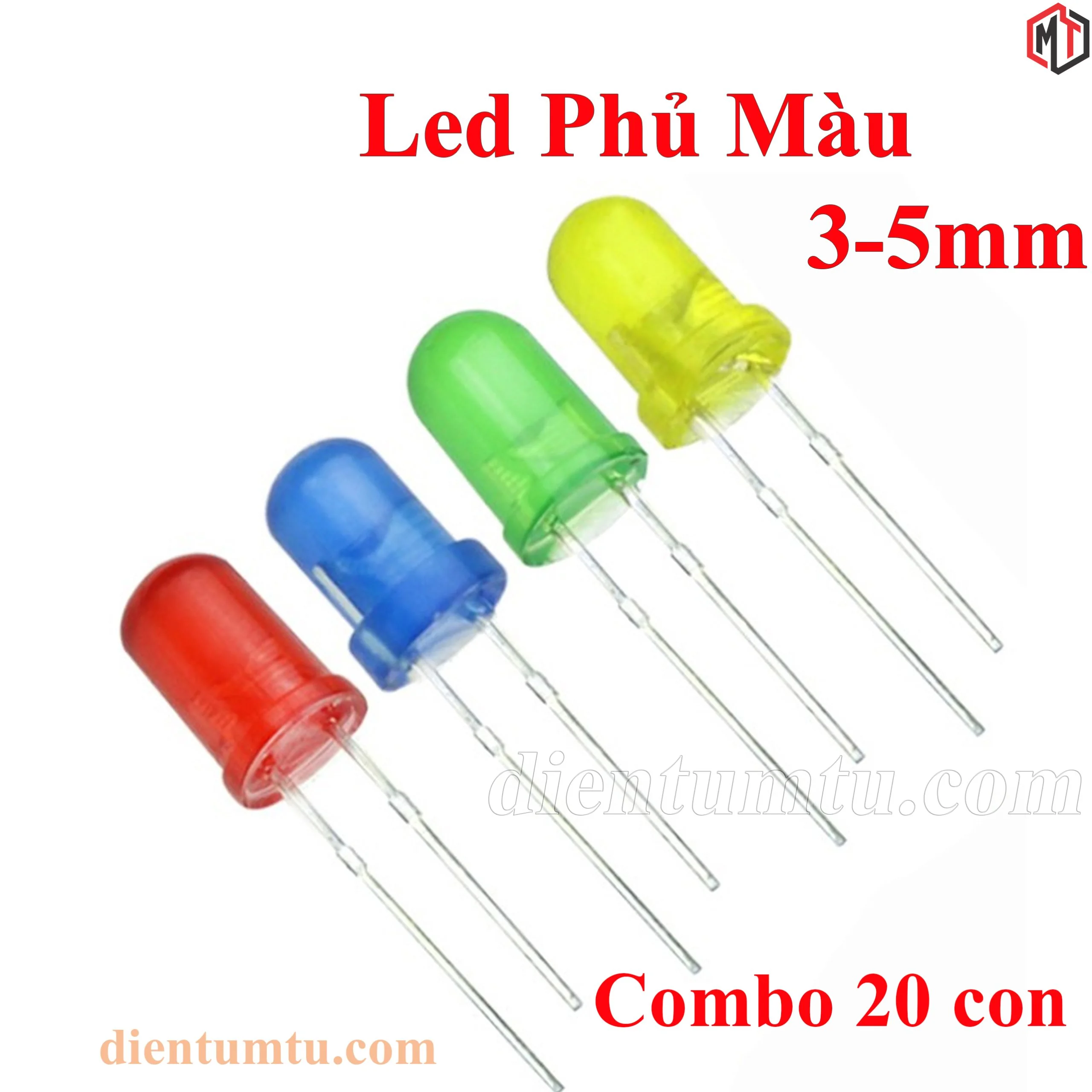 Led Phủ Màu 3mm / 5mm - Vàng , đỏ, xanh lá và xanh dương , Trắng