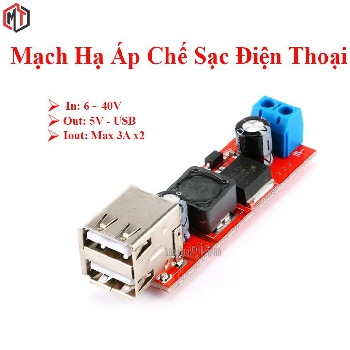 Mạch Hạ Áp Chế Sạc Điện Thoại từ Acquy, xe điện 5V 3A (in 6V – 40V , out 5V USB)
