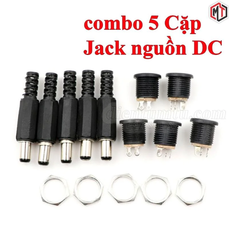 Combo 10 Đầu Cắm - Nối Nguồn DC - Jack Đực và Jack Cái DC-022 5.5x2.1 5.5x2.5