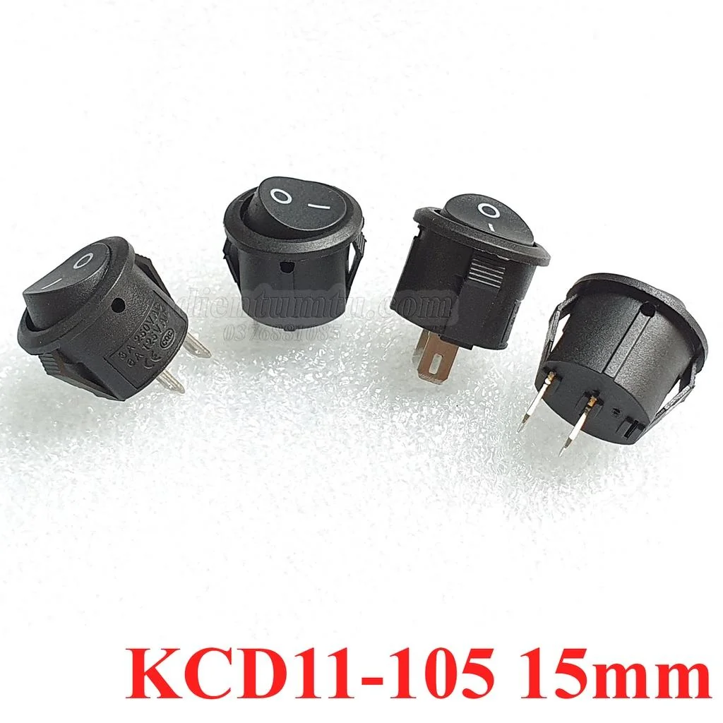 Công Tắt Bập Bênh KCD1-105 Tròn, Đỏ / Đen 2 CHÂN 2P ON - OFF - Lỗ Khoan 15-20mm