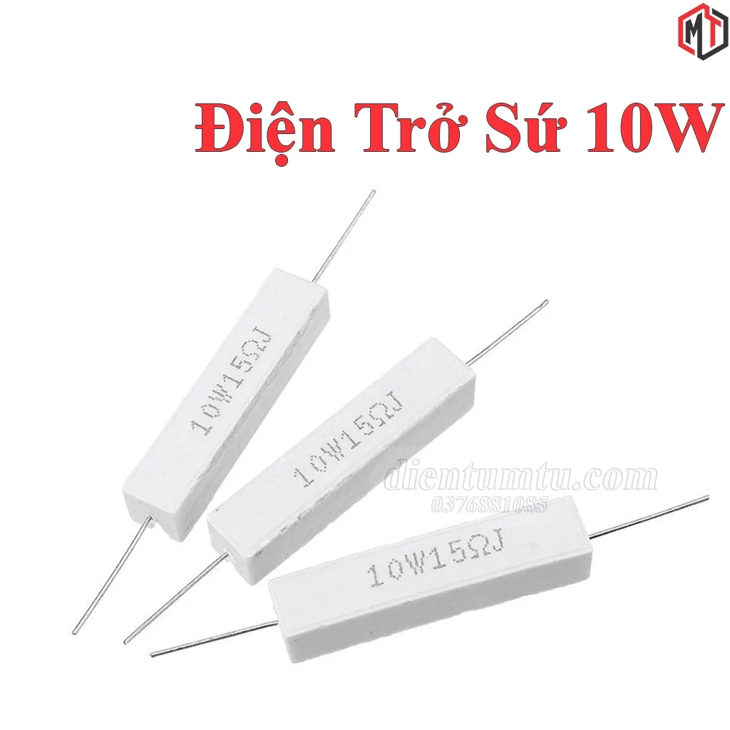 (combo 5 con ) Điện Trở Sứ 10W - 5% - Điện Trở Công Suất 10W Nhiều Giá Trị