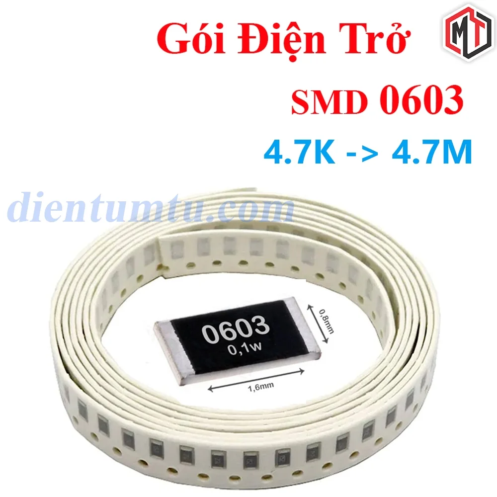 (Dây 50 con) - Điện Trở Dán SMD 0603 1% - Nhiều giá trị từ 4.7K đến 4.7M