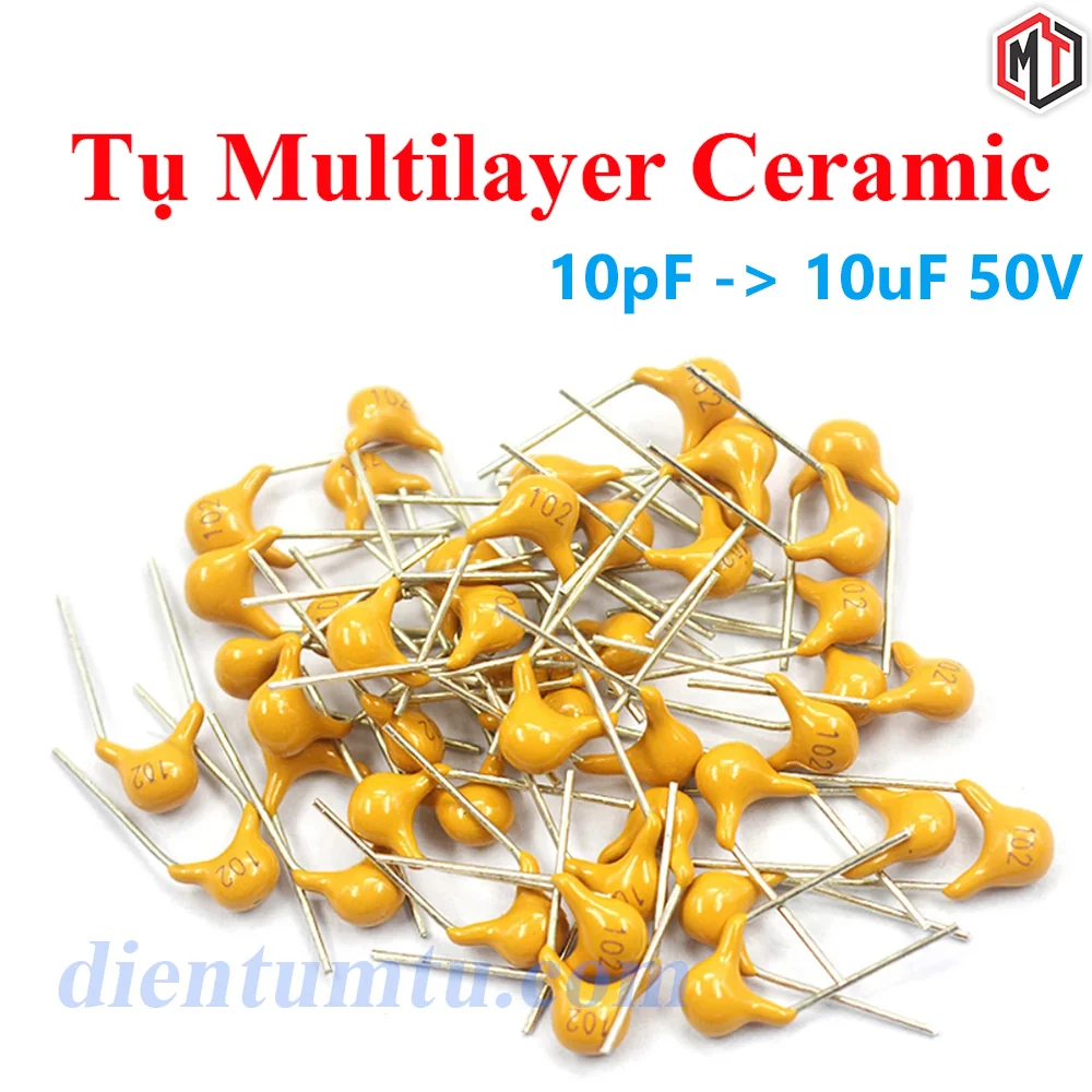Tụ Multilayer Ceramic 50V (Tụ sứ vàng) - Nhiều Giá Trị - Gói 10 con
