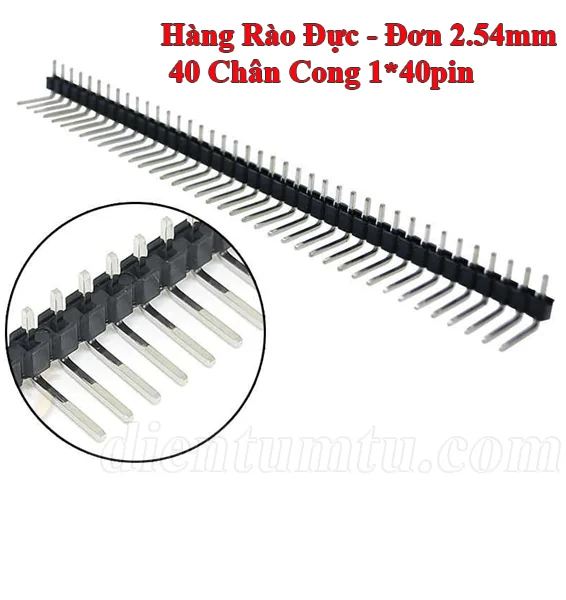 Hàng Rào Đực - Chân Cong, 40 chân 2.54mm - Xuyên Lỗ (Header 2.54 40Pin)
