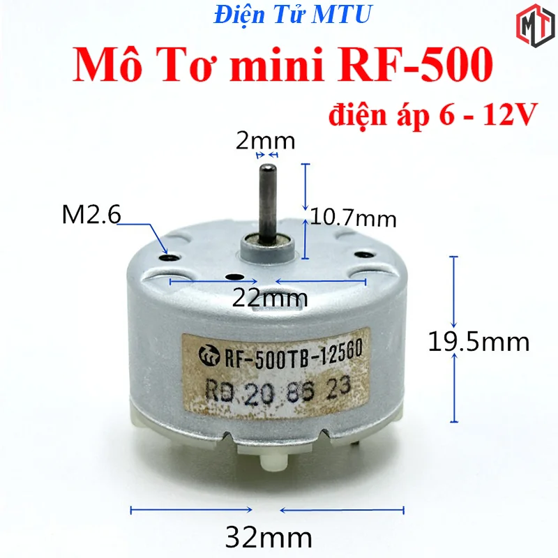 Mô Tơ - Motor 500 mã RF-500 RF-500TB-12560 6V - 12V cho truyền động robot hút bụi, hộp xoay đồng hồ