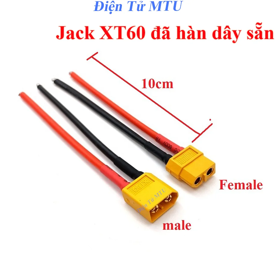 Jack XT60 Đã Hàn Dây Điện Sẵn 14AWG