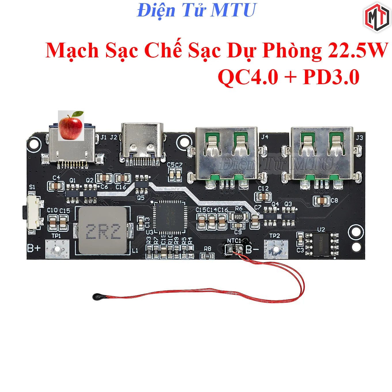 Mạch chế sạc dự phòng 22.5W QC4.0 + PD3.0 Cổng USB Micro / Type-C có tích hợp mạch Bảo Vệ pin 18650